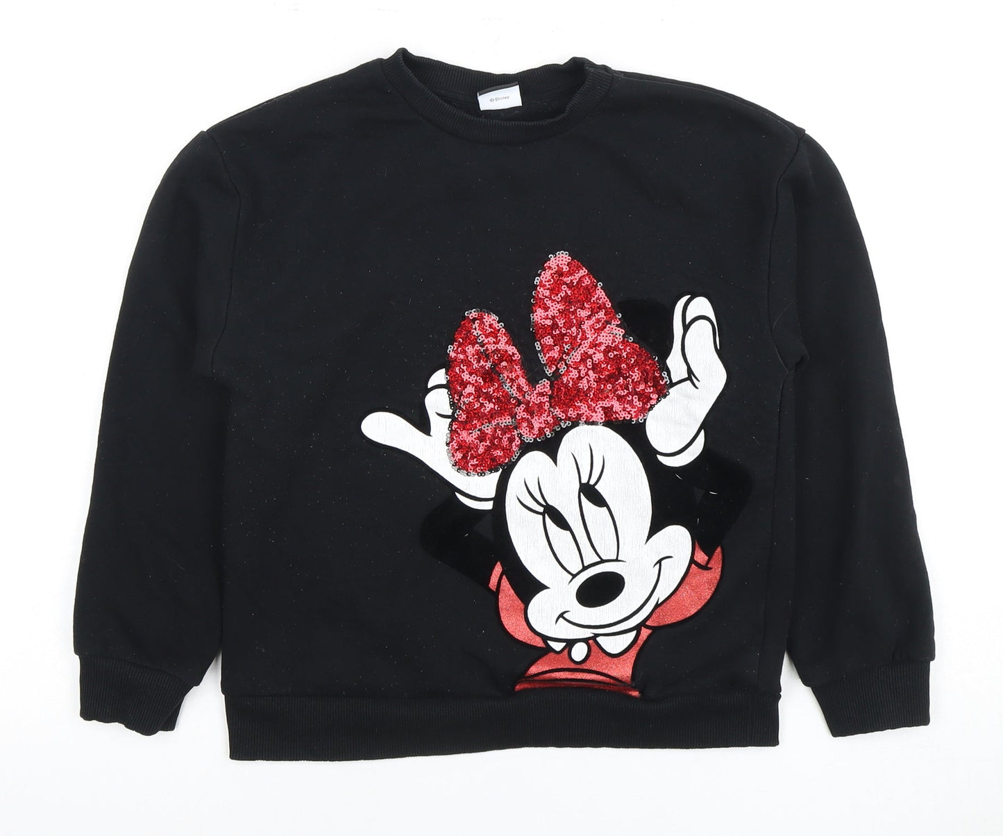 George Girls Black Minnie Mouse Sequin Pullover Hoodie 10-11Y