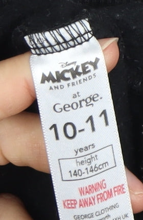 George Girls Black Minnie Mouse Sequin Pullover Hoodie 10-11Y