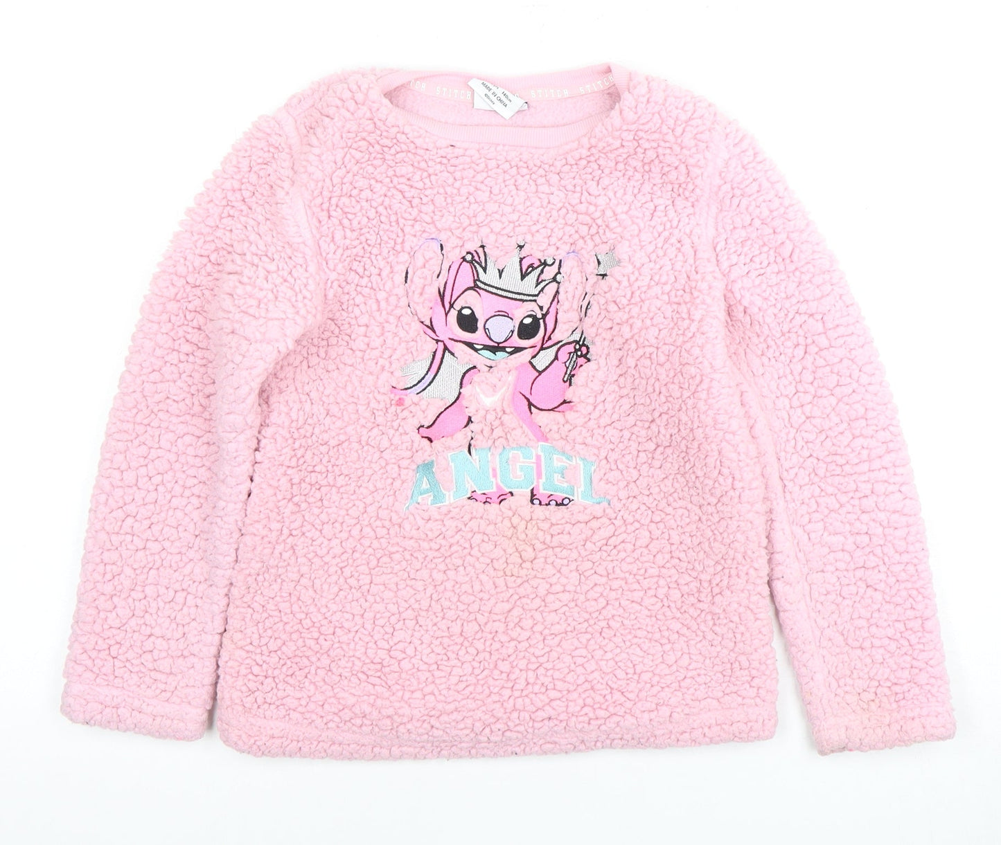 Primark Girls Pink Lilo & Stitch Fleece Sweater, 9-10 Years