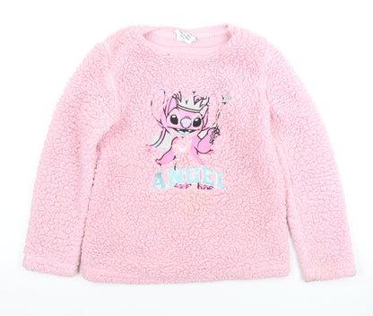 Primark Girls Pink Lilo & Stitch Fleece Sweater, 9-10 Years
