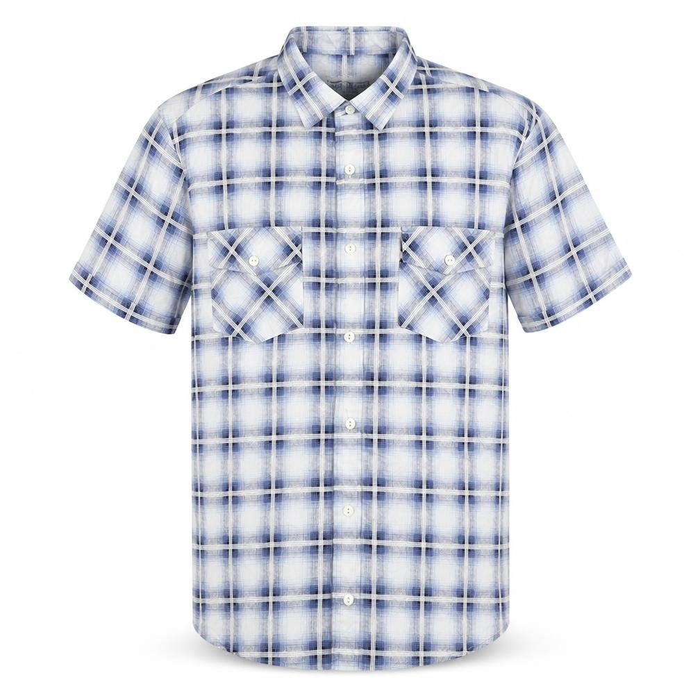 River Island Men's Blue Plaid Short Sleeve Shirt