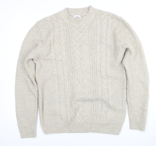 Next Men's Beige Medium Cable-Knit Jumper