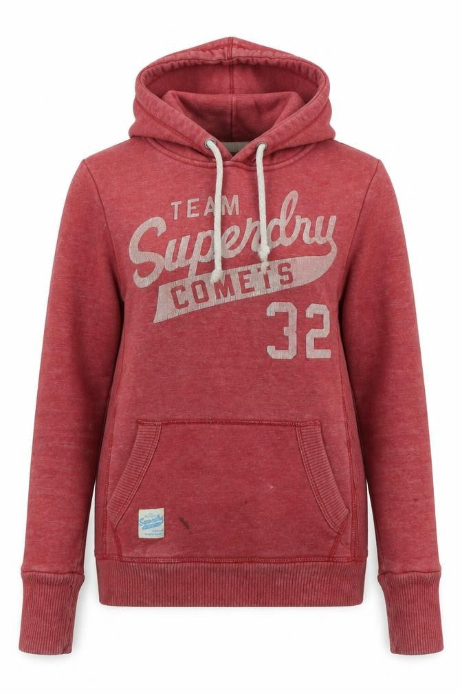 Womens UK Size XS Superdry Red Pullover Hoodie
