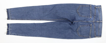 Topshop Women's Blue Straight Jeans, Size 8, Distressed
