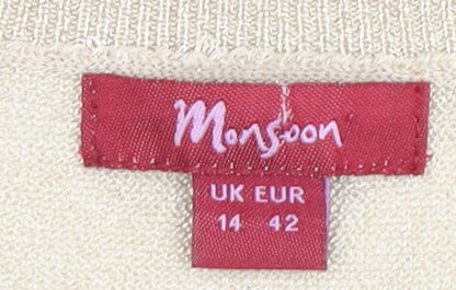 Monsoon Women Beige Size 14 Cropped Blouse