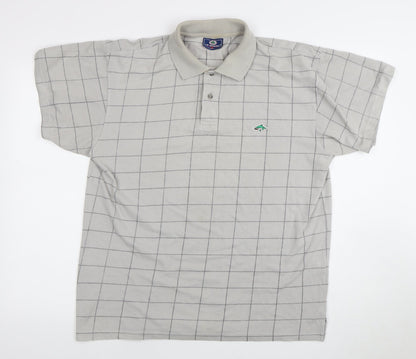 Le Shark Men's Grey Check Polo Shirt Medium
