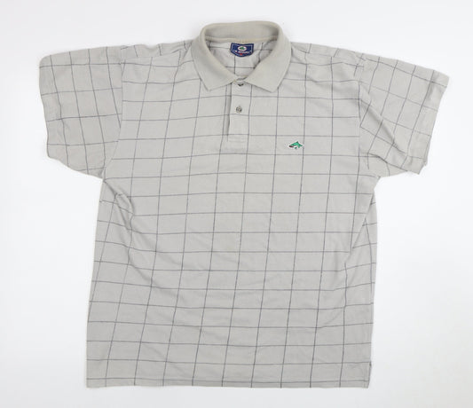 Le Shark Men's Grey Check Polo Shirt Medium