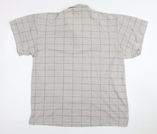 Le Shark Men's Grey Check Polo Shirt Medium