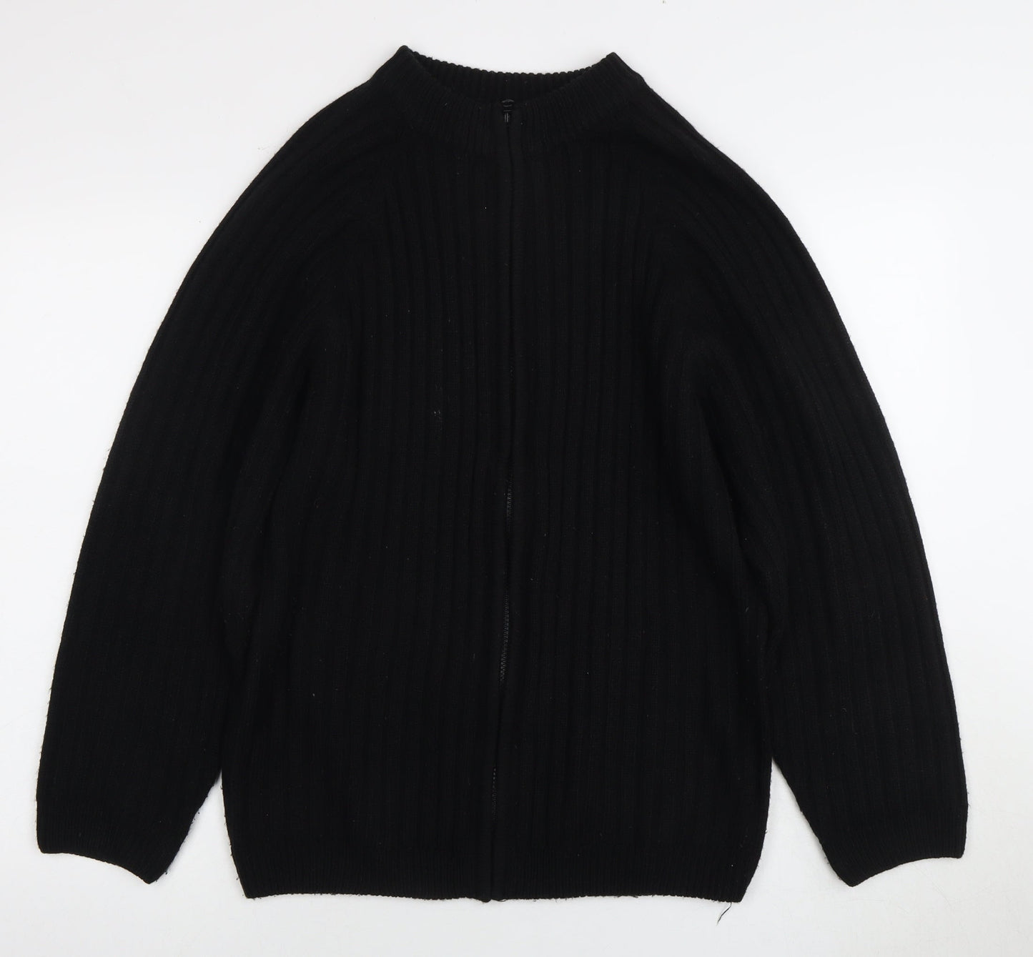 Champion Men's Black Full Zip Jumper - Size L, Chunky-Knit