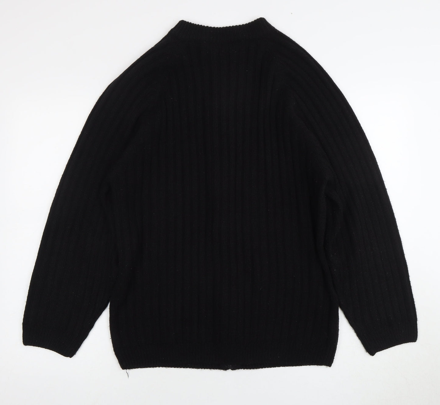 Champion Men's Black Full Zip Jumper - Size L, Chunky-Knit