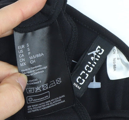 H&M Black Bodysuit Women Size 12 Adjustable Stretch Zip