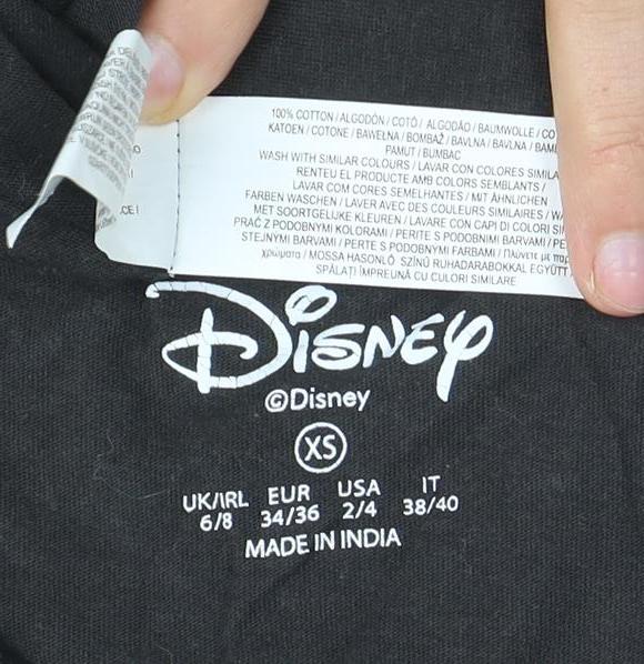 Disney Women's Black Mickey & Friends T-Shirt - Size 8