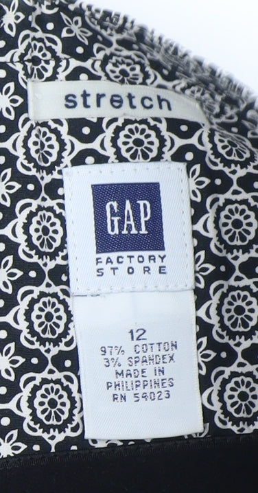 GAP Women's Black Floral Strapless Midi Dress - Size 12