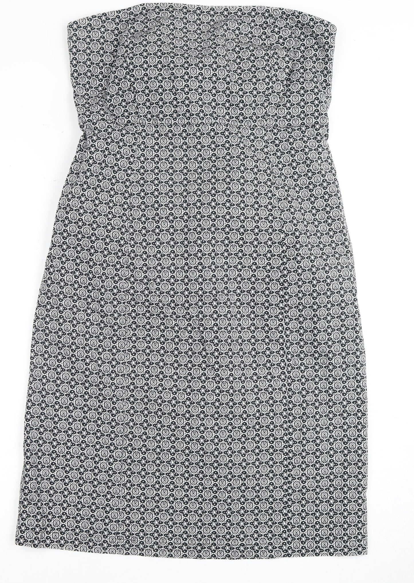 GAP Women's Black Floral Strapless Midi Dress - Size 12