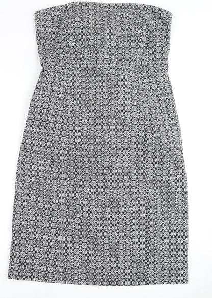 GAP Women's Black Floral Strapless Midi Dress - Size 12