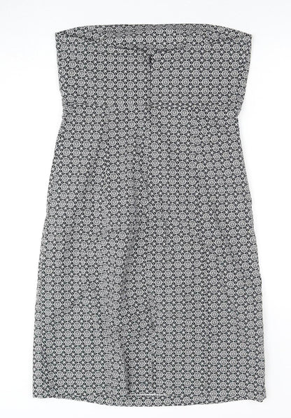 GAP Women's Black Floral Strapless Midi Dress - Size 12