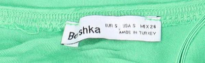 Bershka Women's Green Slip Dress - S, Casual Spring/Summer