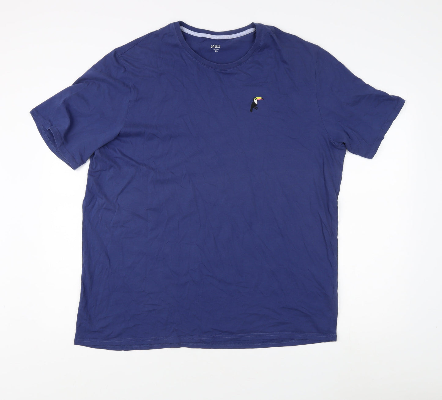 Marks and Spencer Men’s Blue XL Solid T-Shirt