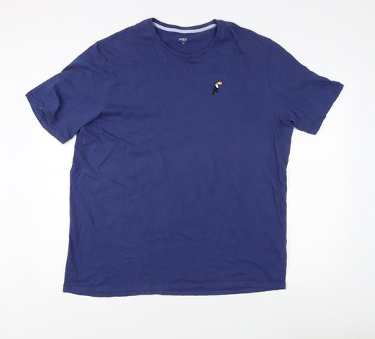 Marks and Spencer Men’s Blue XL Solid T-Shirt