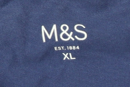 Marks and Spencer Men’s Blue XL Solid T-Shirt