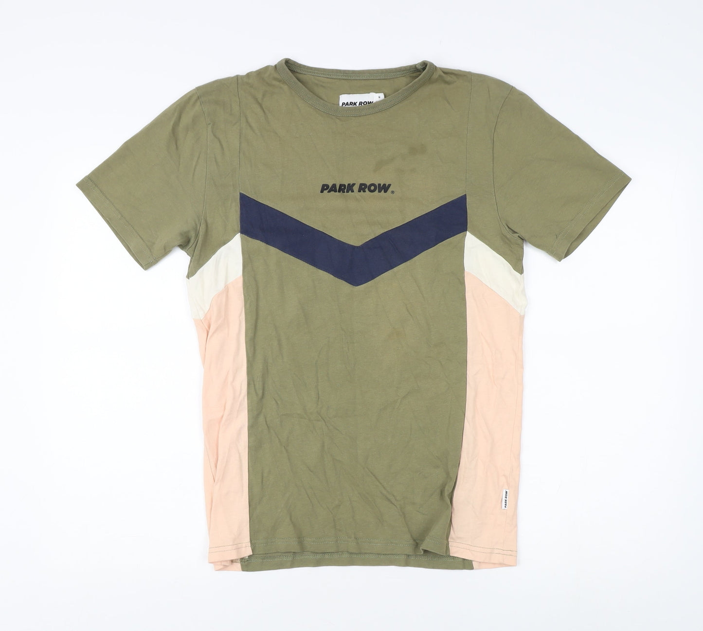 Park Row Women's Green Colourblock T-Shirt - Medium
