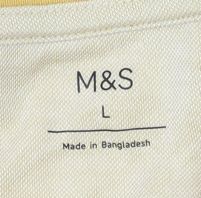 Marks and Spencer Men's Beige Polo Shirt - Size L