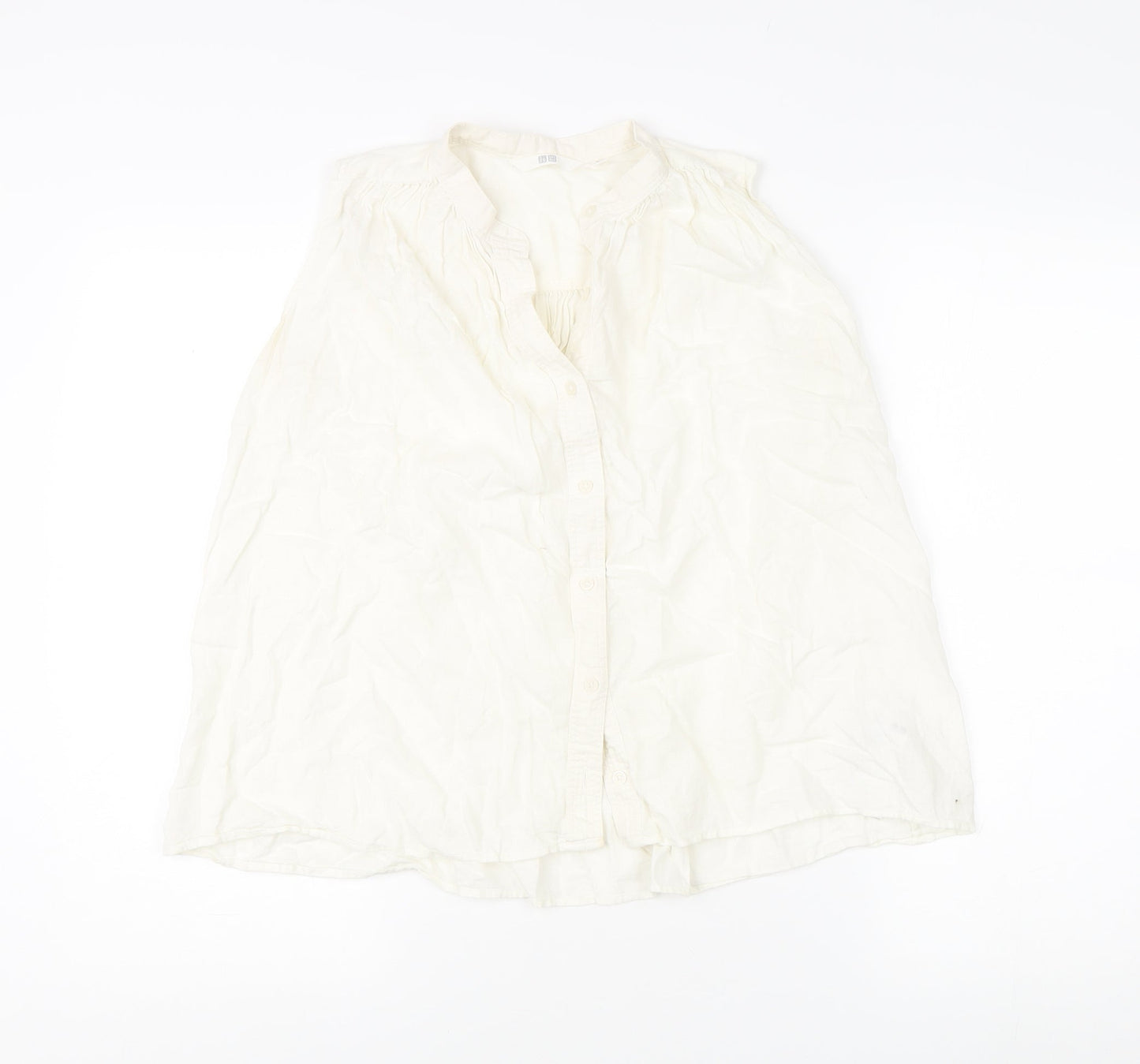Womens UK Size XS Uniqlo White Basic Button-Up