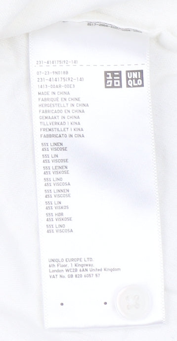Womens UK Size XS Uniqlo White Basic Button-Up
