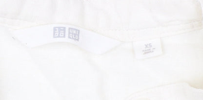 Womens UK Size XS Uniqlo White Basic Button-Up