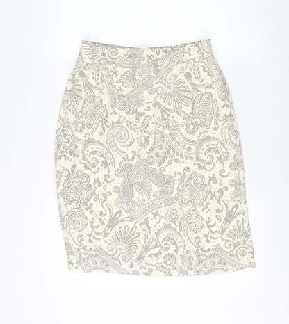 Alexon Women's Ivory Paisley Pencil Skirt Size 14