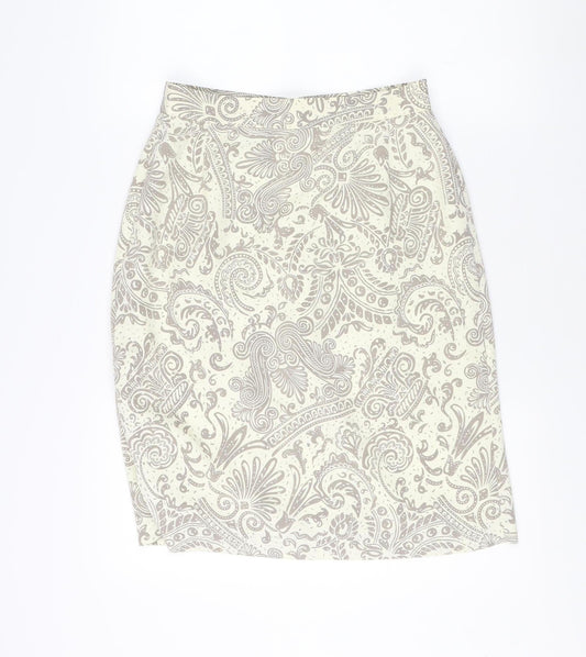 Alexon Women's Ivory Paisley Pencil Skirt Size 14