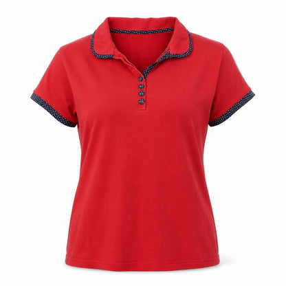 Womens UK Size XL EWM Red Ringer Polo