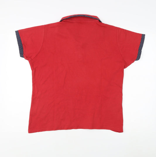 EWM Women's Red Polo Shirt XL, Cotton, Casual