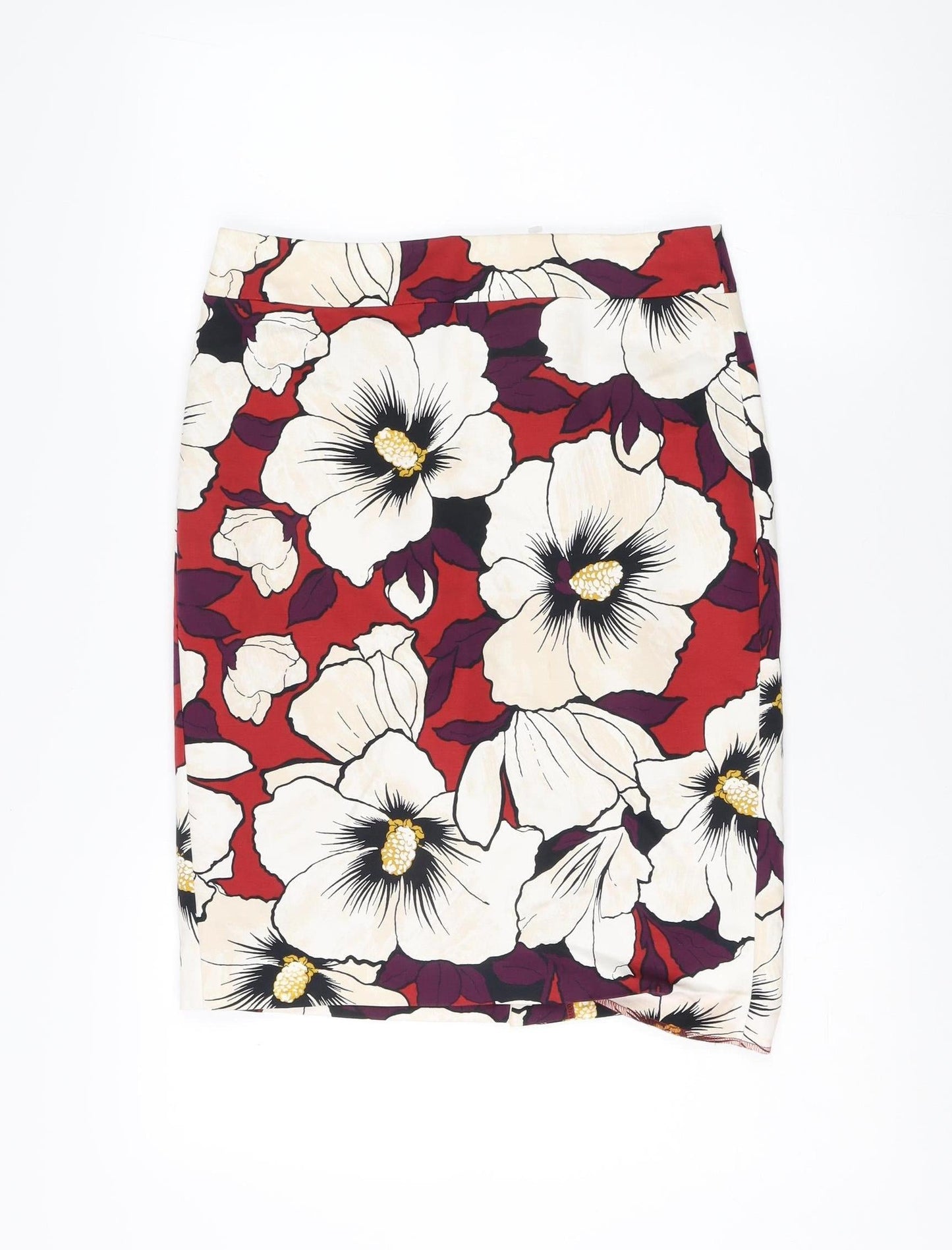 Ann Taylor Women's Red Floral Pencil Skirt Size 2