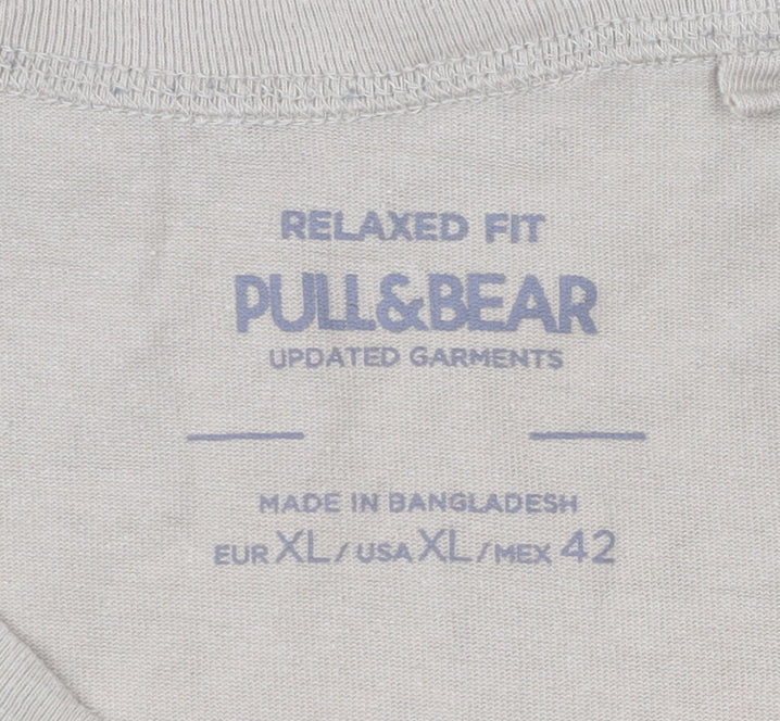 Pull & Bear Men's Beige XL Relaxed Fit T-Shirt