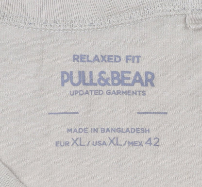 Pull & Bear Men's Beige XL Relaxed Fit T-Shirt
