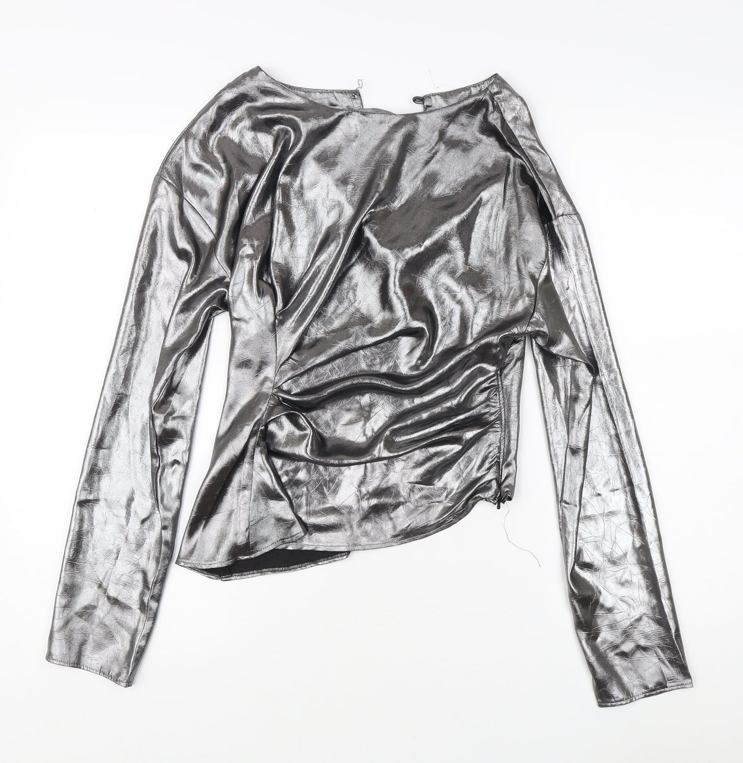 Womens UK Size 8 Topshop Silver Basic Blouse