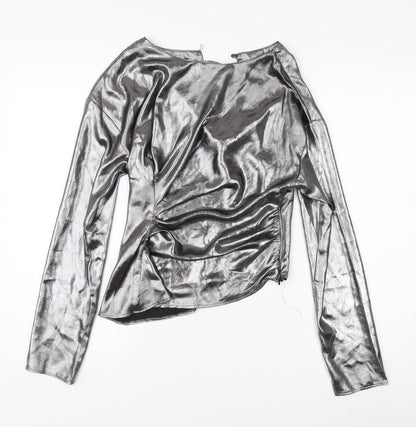 Womens UK Size 8 Topshop Silver Basic Blouse