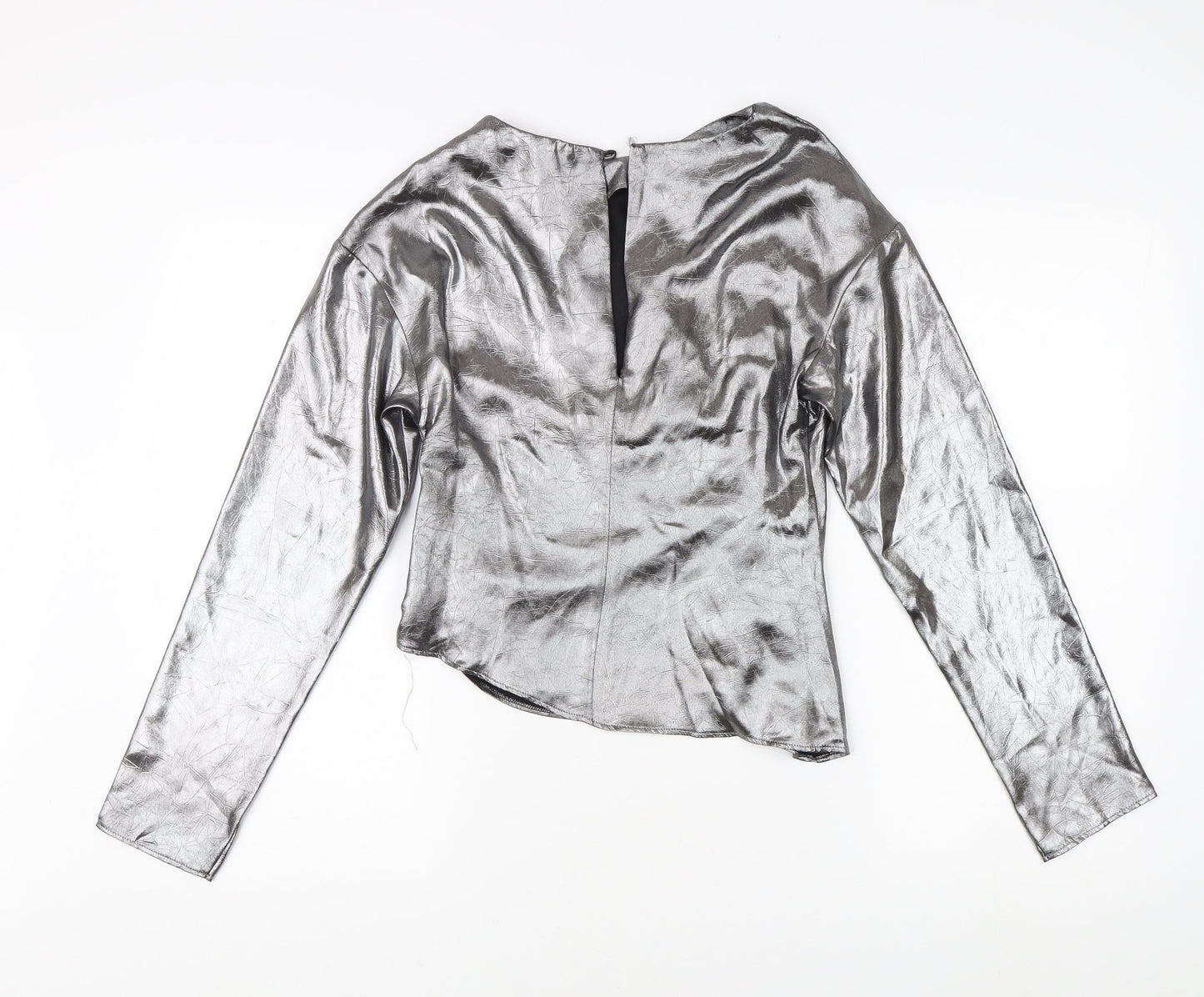Womens UK Size 8 Topshop Silver Basic Blouse