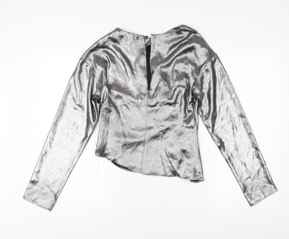 Womens UK Size 8 Topshop Silver Basic Blouse