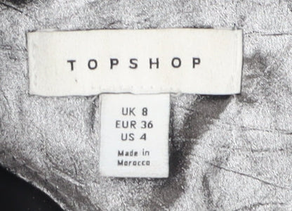 Womens UK Size 8 Topshop Silver Basic Blouse