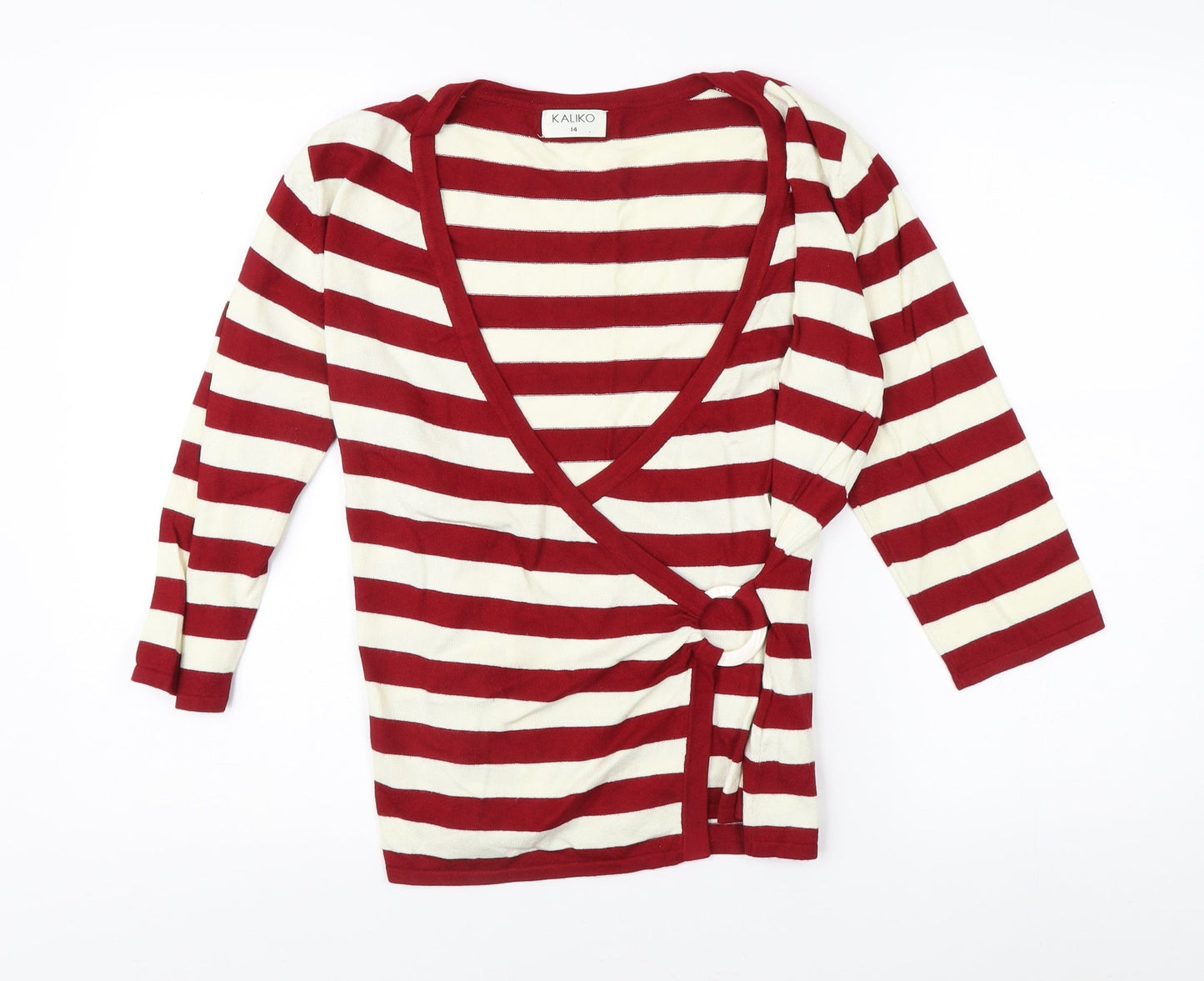 Womens UK Size 14 Kaliko Red Wrap Blouse