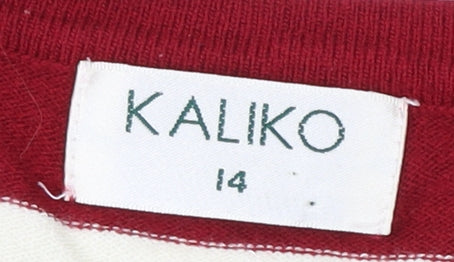 Womens UK Size 14 Kaliko Red Wrap Blouse