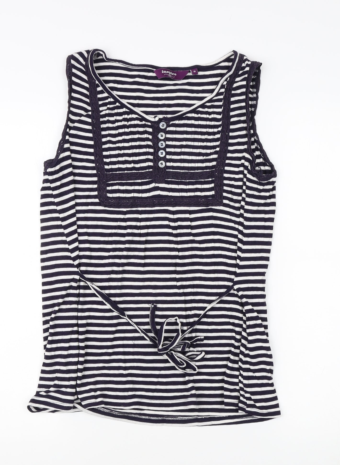 New Look Women's Black Striped Tank Top Size 18