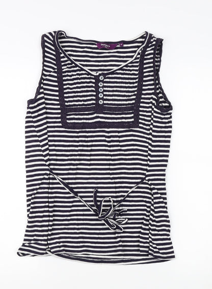 New Look Women's Black Striped Tank Top Size 18