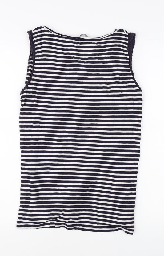 New Look Women's Black Striped Tank Top Size 18