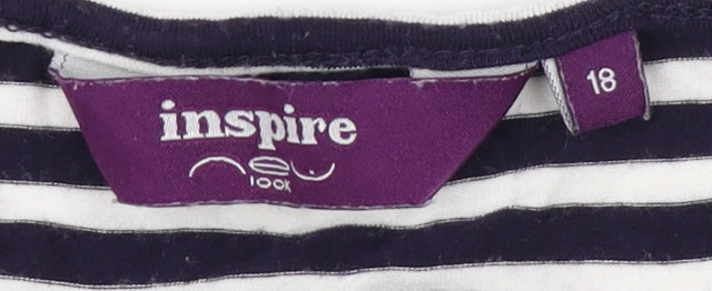 New Look Women's Black Striped Tank Top Size 18