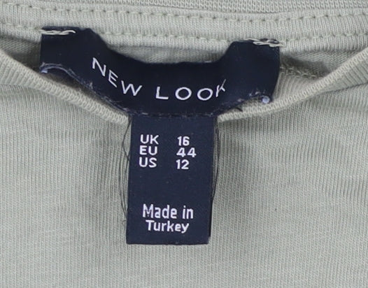 Womens UK Size 16 New Look Green Basic T-Shirt