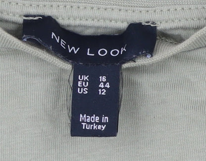 Womens UK Size 16 New Look Green Basic T-Shirt