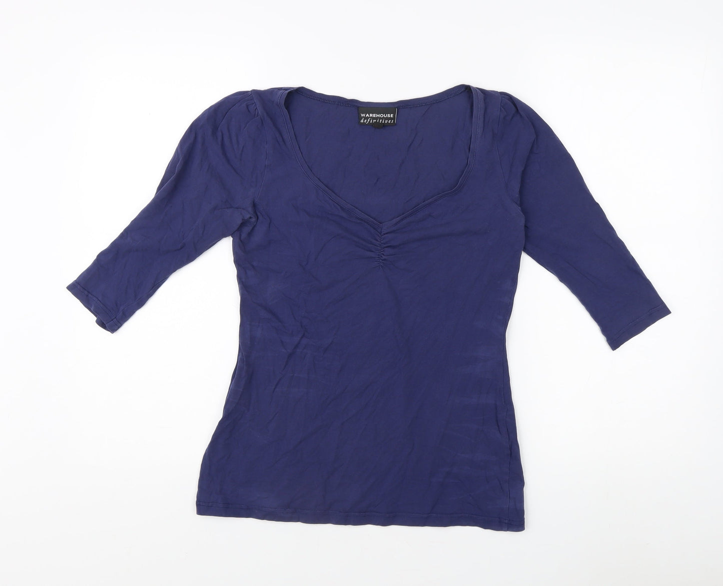 Womens UK Size 12 Warehouse Blue Basic T-Shirt